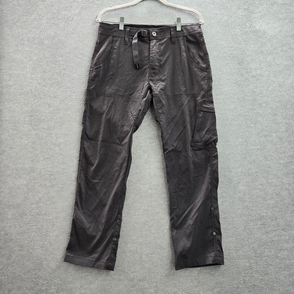 Prana Mens‎ Pants 31Wx30L Gray Straight Fit Nylon Elastane Outdoor Hiking